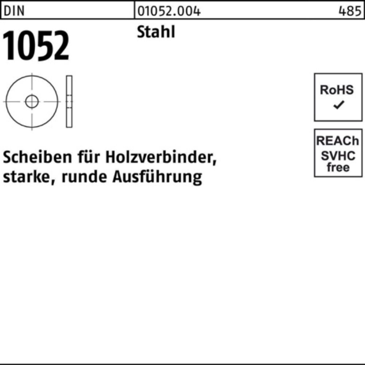 Reyher Unterlegscheibe 100er Pack Unterlegscheibe DIN 1052 rund 25x 92x 8 Stahl 25 Stück DIN