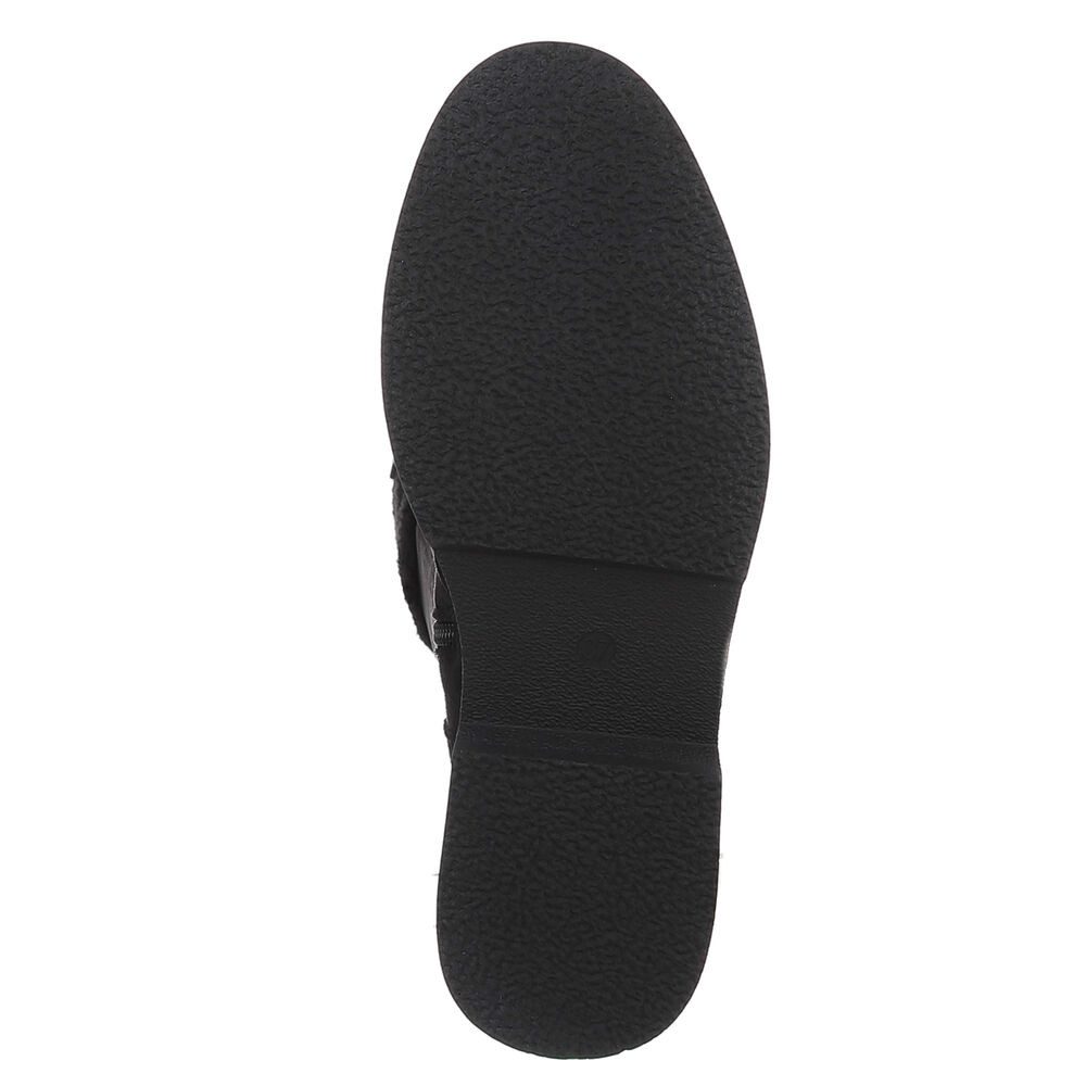 Ital-Design Kniehohe Damenstiefel mit kuscheligem Bund für Winter Stiefel (90542747) Blockabsatz Flache Stiefel in Schwarz