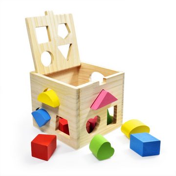 all Kids United Steckspielzeug Steckwürfel Lernspielzeug, (Holz-Würfel, 13-tlg), Puzzle Steckbox für Kleinkinder
