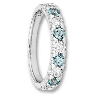 ONE ELEMENT Silberring Zirkonia & Blau Topas Ring aus 925 Silber, Damen Silber Schmuck