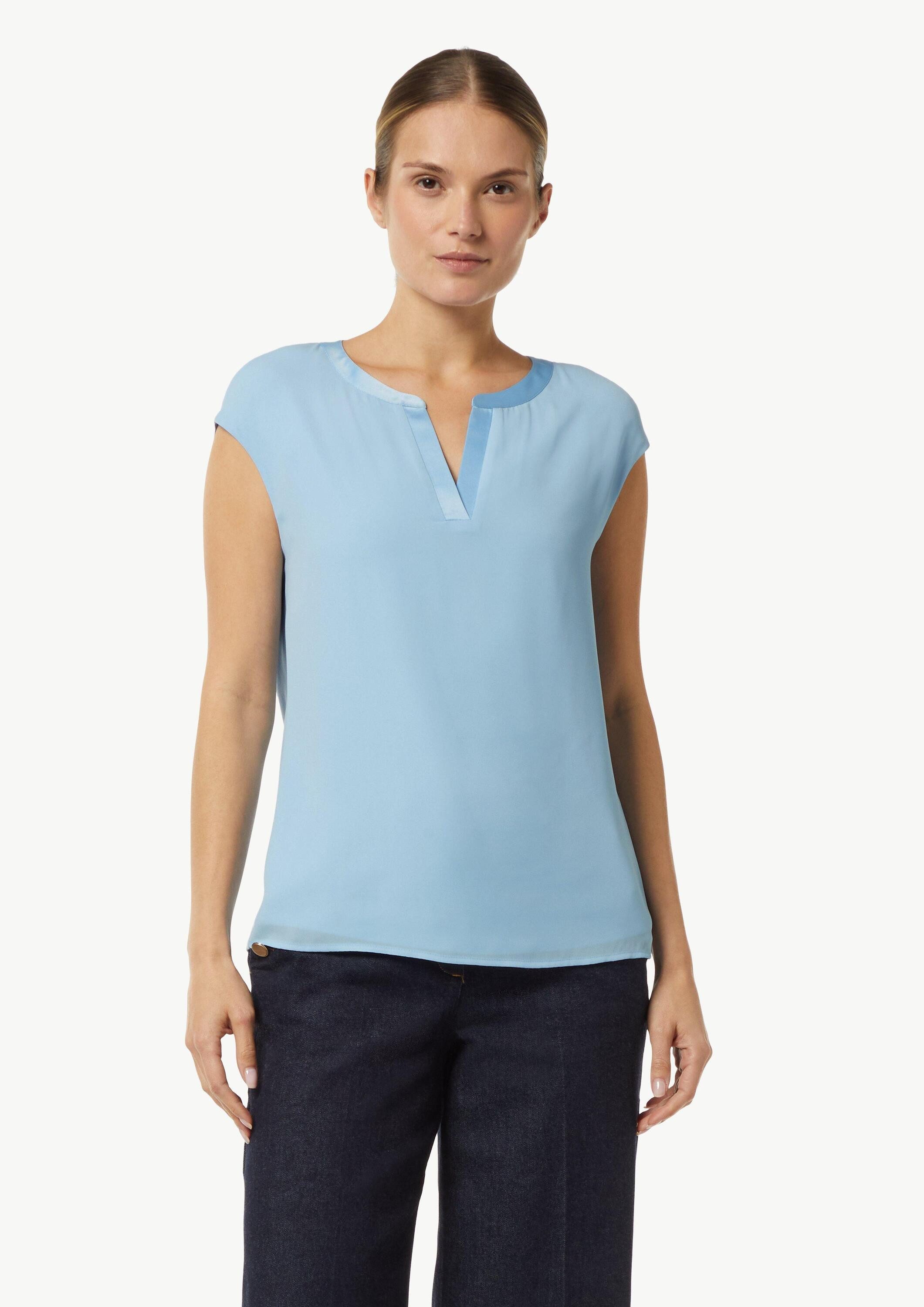 comma Kurzarmshirt T-Shirt Blusenshirt mit Satinblende günstig online kaufen