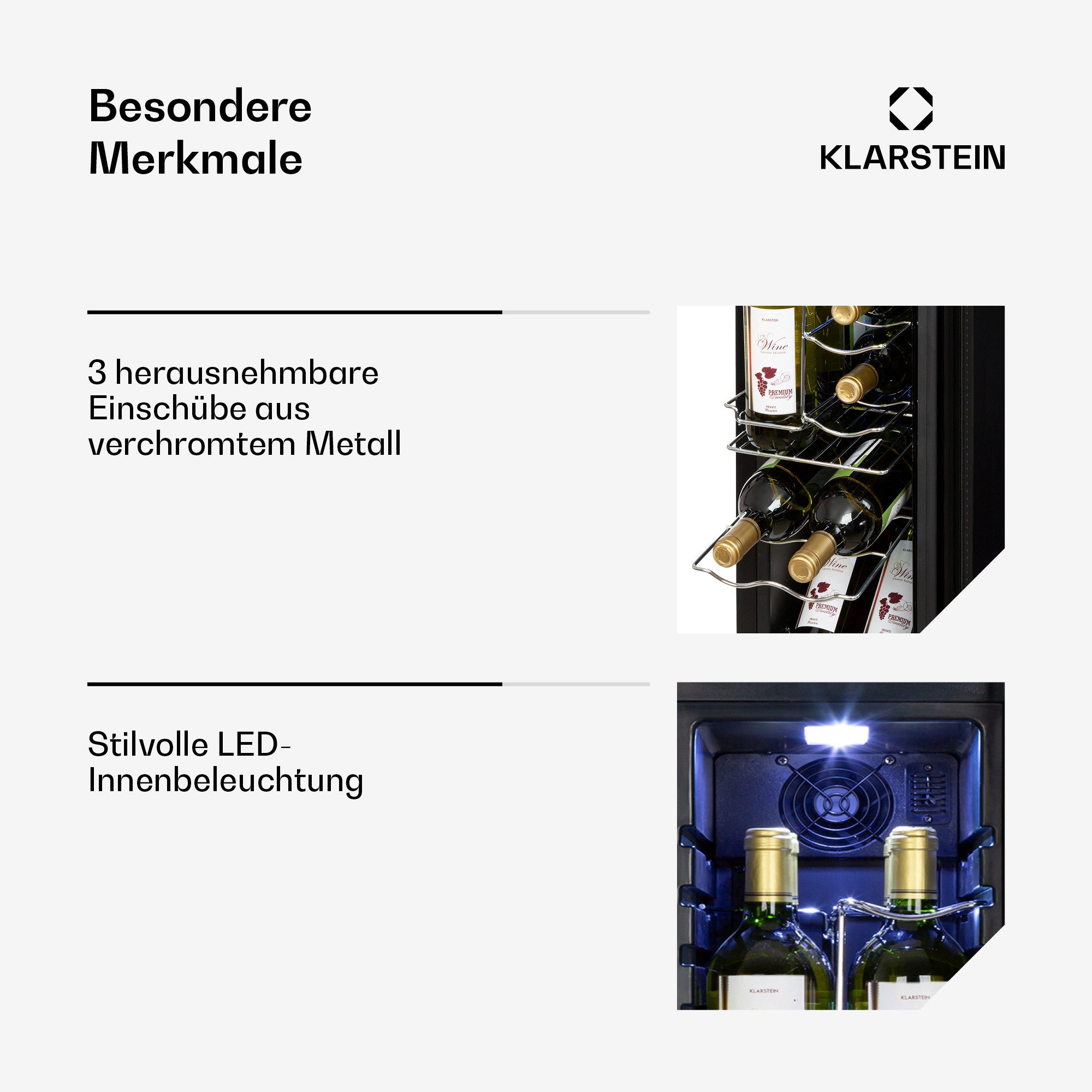 Klarstein Weinkühlschrank Shiraz 12 Slim Uno Weinkühlschrank 12 Flaschen 32L 1 Zone 5-18°C, für 12 Standardflaschen á 0,75l,Wein Flaschenkühlschrank Weintemperi – Bild 5 von 5