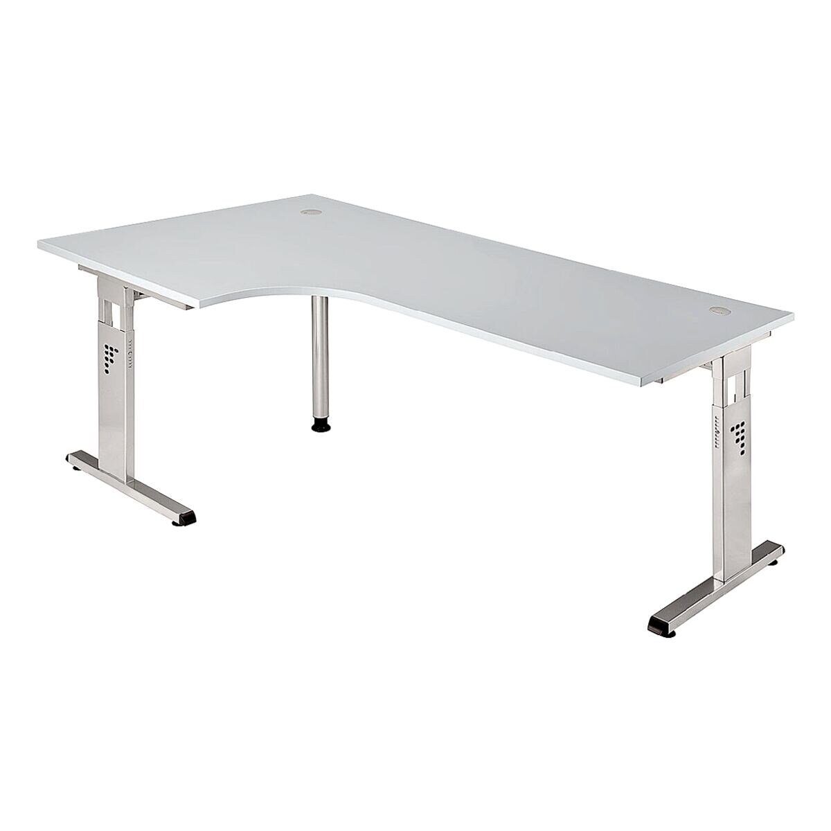 HAMMERBACHER Eckschreibtisch O-Line, Winkelschreibtisch 90°, Breite 200 cm, Höhe 68-82 cm, C-Fuß