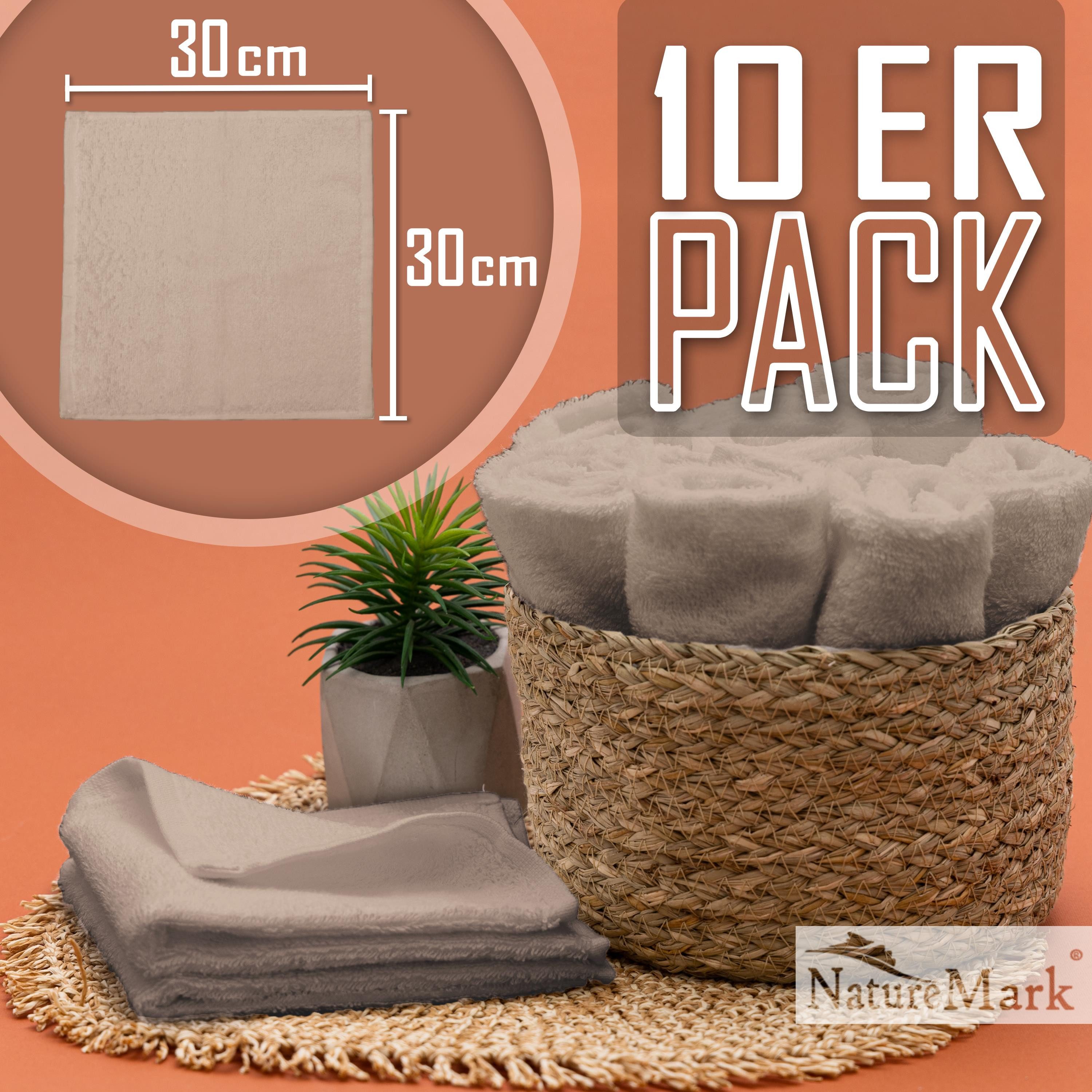 NatureMark Seiftuch 10er-Set Seiftücher 30x30cm 100% Baumwolle, (10-St), Frottier Waschlappen Seiflappen 30 x 30 cm, Sand
