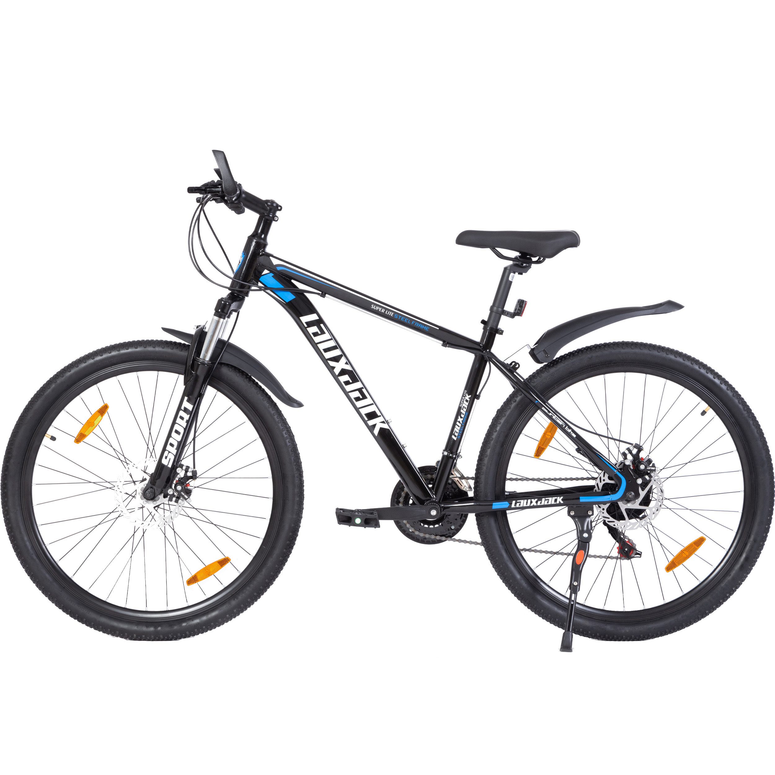 Lauxjack Mountainbike 28 Zoll, blau, Shimano, mechanische Scheibenbremsen, 21 Gang Shimano Tourney RD-TY300/200 Schaltwerk, Kettenschaltung, (Set), Federgabel, für Alltag & Freizeit