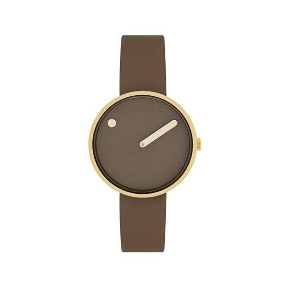 PICTO Quarzuhr 34001-4614G, Lederarmband braun