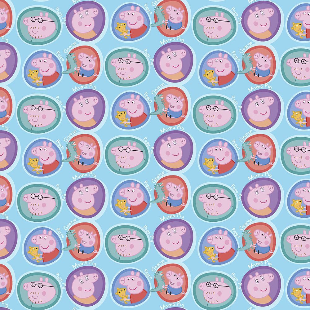 larissastoffe Stoff Lizenzstoff Bio Baumwollstoff Webware Peppa Wutz Familie, Meterware, 50 cm x 150 cm