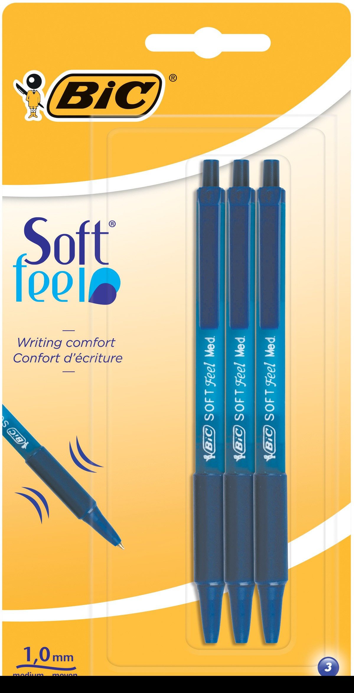 Kugelschreiber BIC Kugelschreiber Soft Feel 0.4mm blau, 3er Set