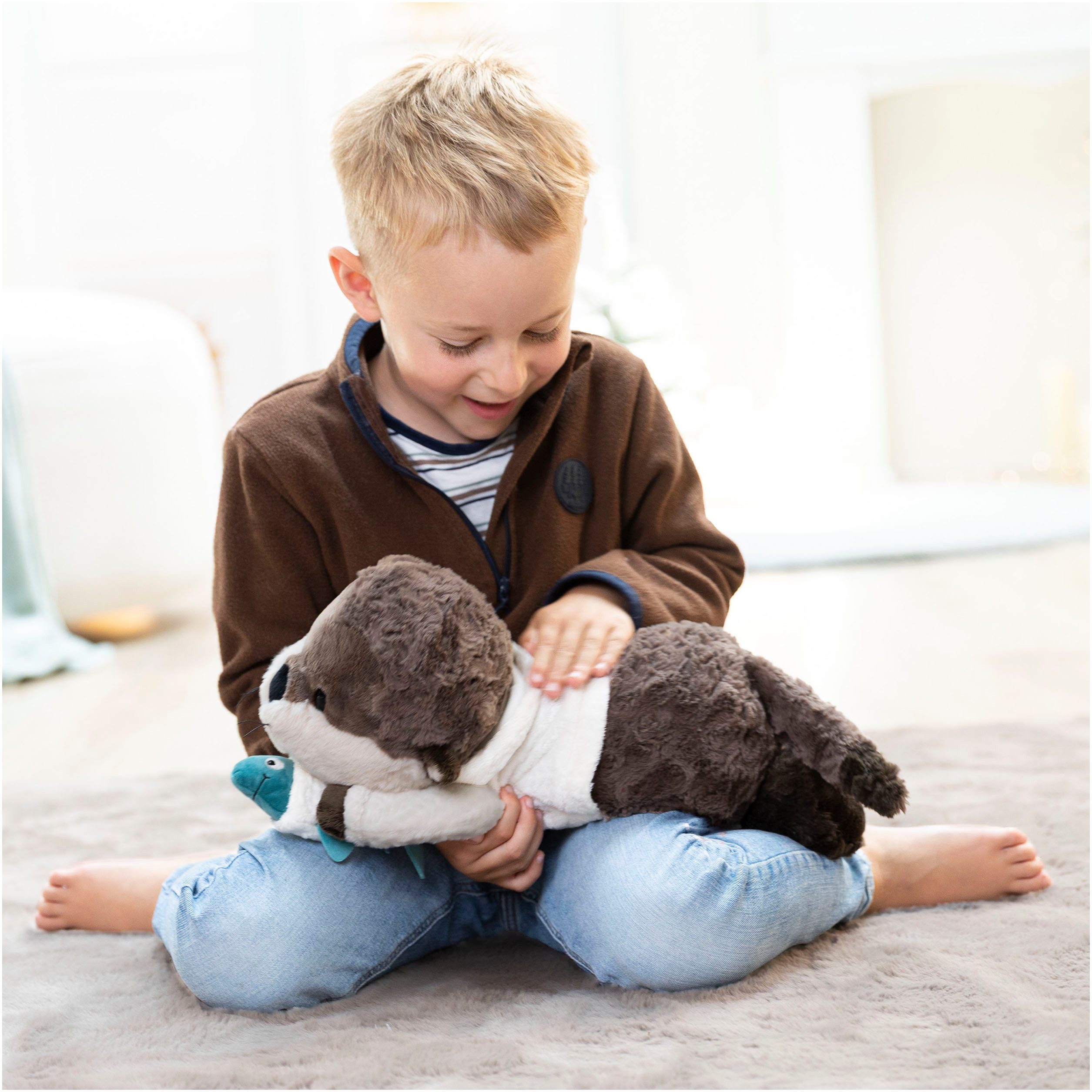 Nici Kuscheltier Winter, Otter Ophelio mit Fisch 35cm liegend