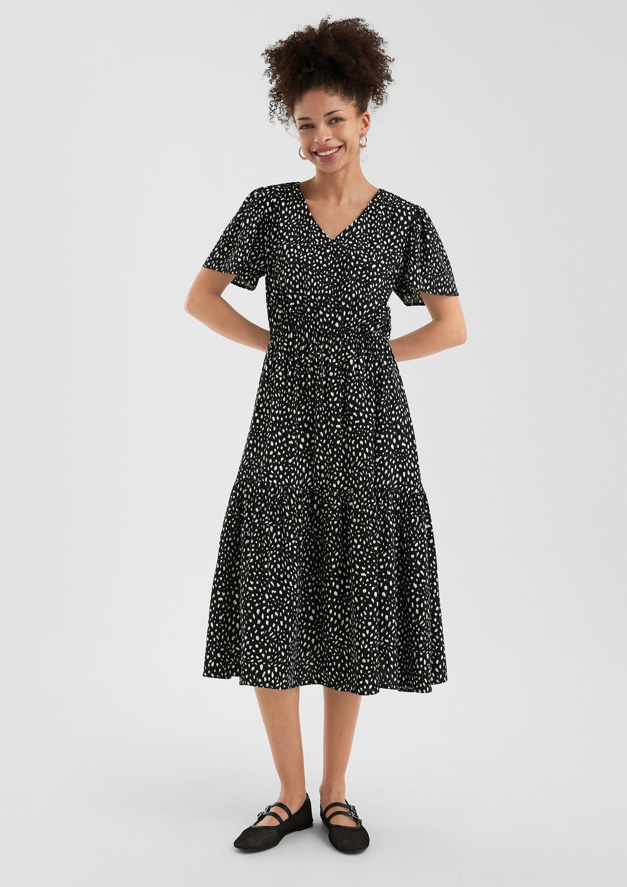 QS Midikleid Kleid Viskosekleid mit All-over-Print