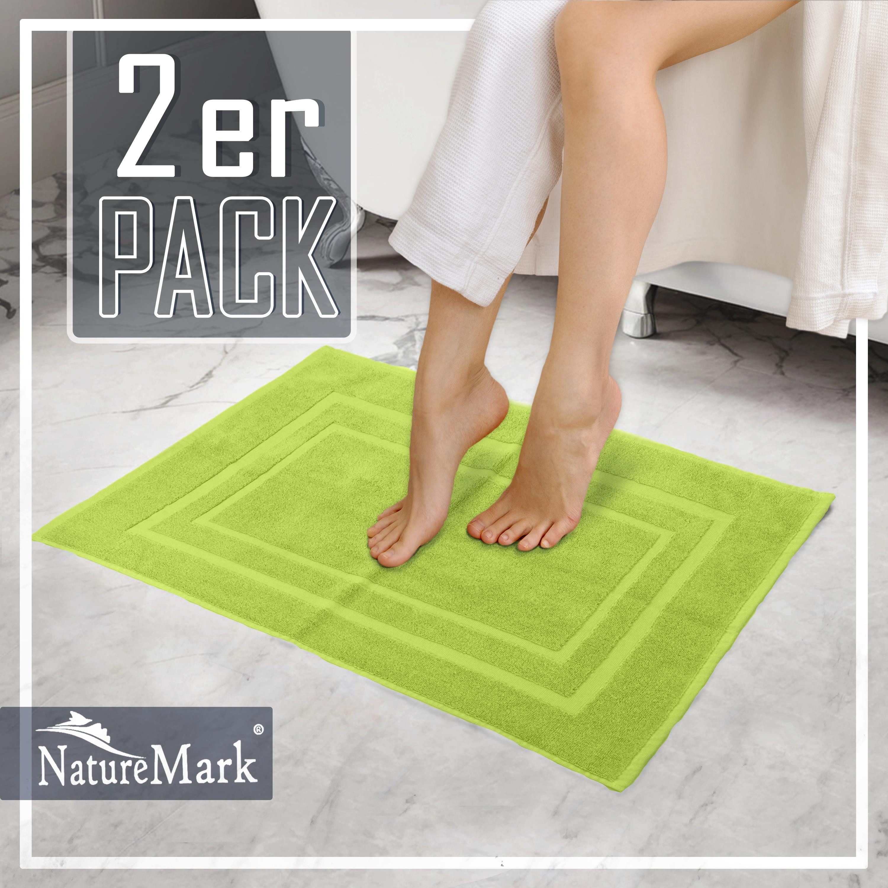 NatureMark Badematte 2er-Set Badvorleger 50x80cm, strapazierfähig, Baumwolle, rechteckig, Badematte 2-tlg., Duschmatte Duschvorleger, Premium Qualität, 50x80cm, – Bild 5 von 5