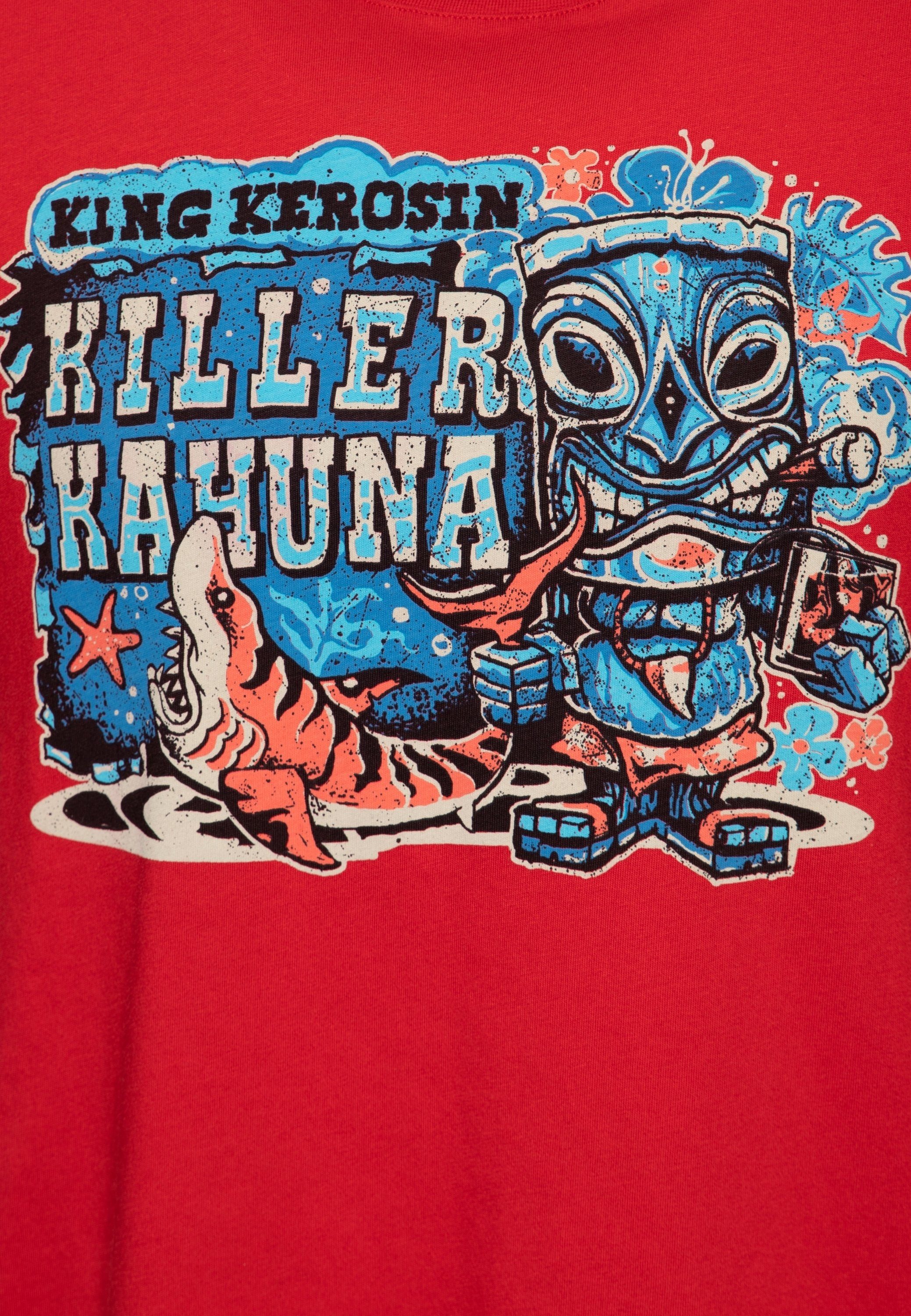Tiki-Motiv rot Kahuna Print-Shirt KingKerosin Killer mit
