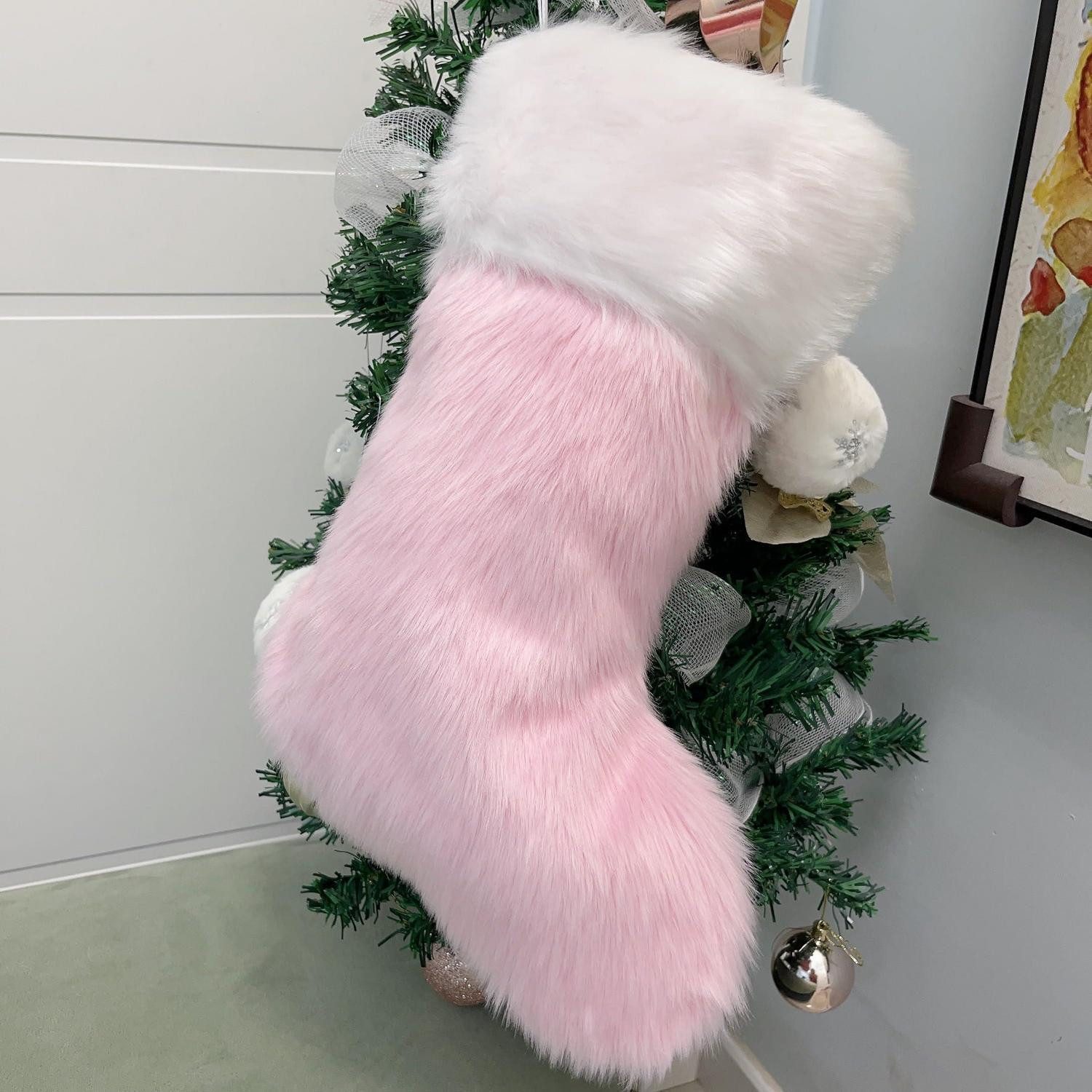 LuxusKollektion Nikolausstiefel Weihnachtsstrumpf Rosa Plüsch Groß (1 St)