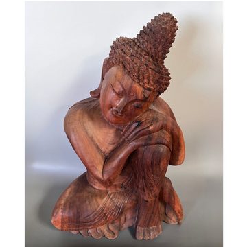 Asien LifeStyle Buddhafigur Buddha Figur Holz Statue Relax - 61cm groß