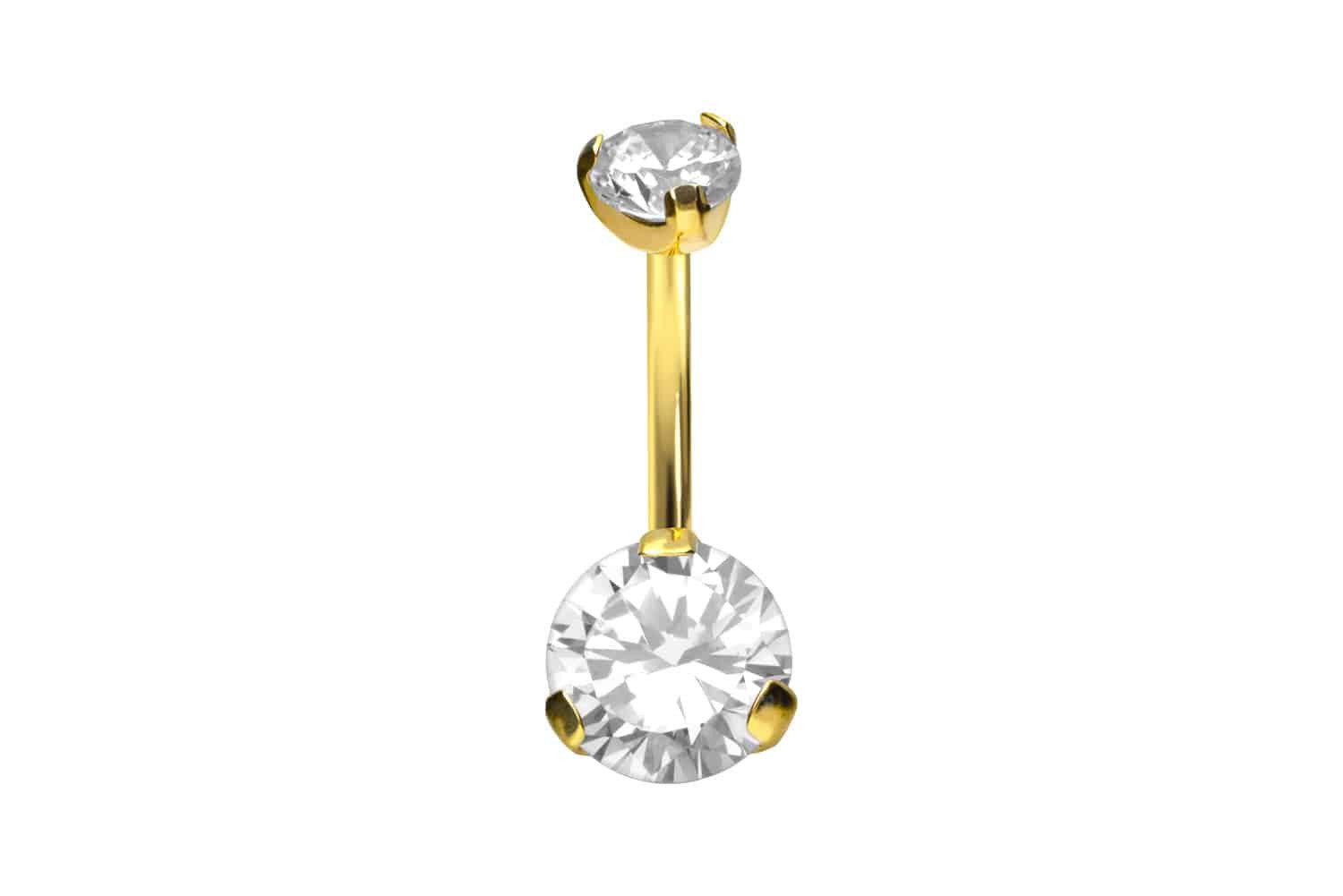 Bauchnabelpiercing Titan Bananabell mit Innengewinde RUNDER KRISTALL