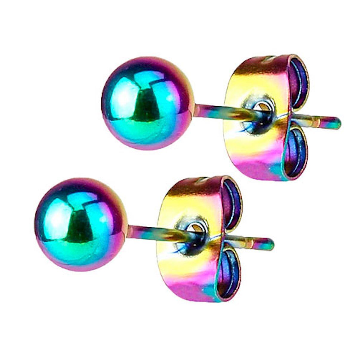 zum Perle Geschenke Paar Stecker für Kugel Weihnachten Geburtstag Frauen Edelstahl Damen Ohrringe Valentinstag Rainbow, runde Ohrstecker Taffstyle Freundin Ohrstecker