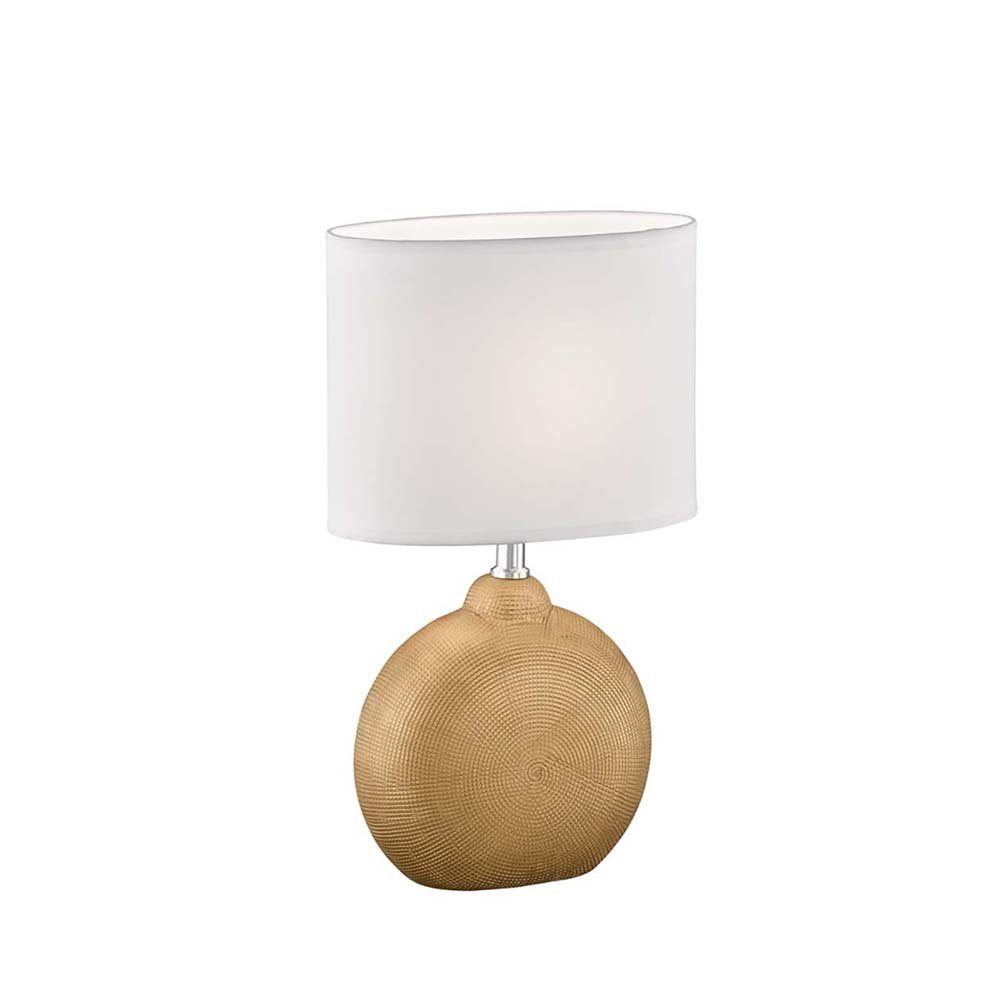 etc-shop Tischleuchte, Tischleuchte Nachttischlampe Beistellleuchte E14 Keramik gold Textil