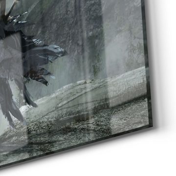 DEQORI Glasbild 'Ninja steht an der Klippe', 'Ninja steht an der Klippe', Glas Wandbild Bild schwebend modern