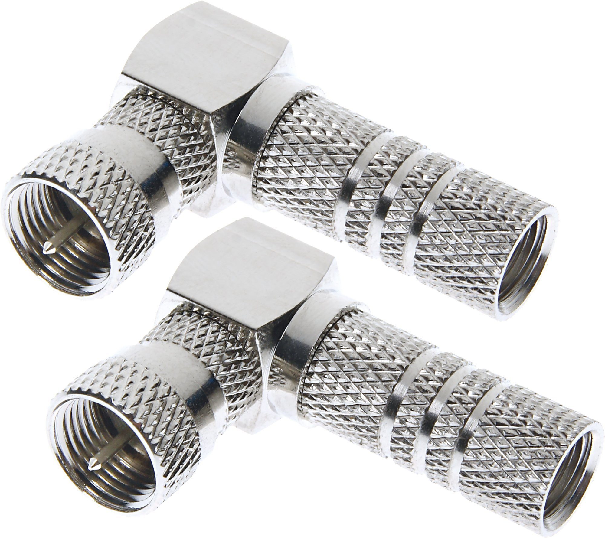 Schwaiger FSTWI7002 531 TV-Adapter F-Winkelstecker zu F-Buchse, 90° Winkel, für Koaxialkabel