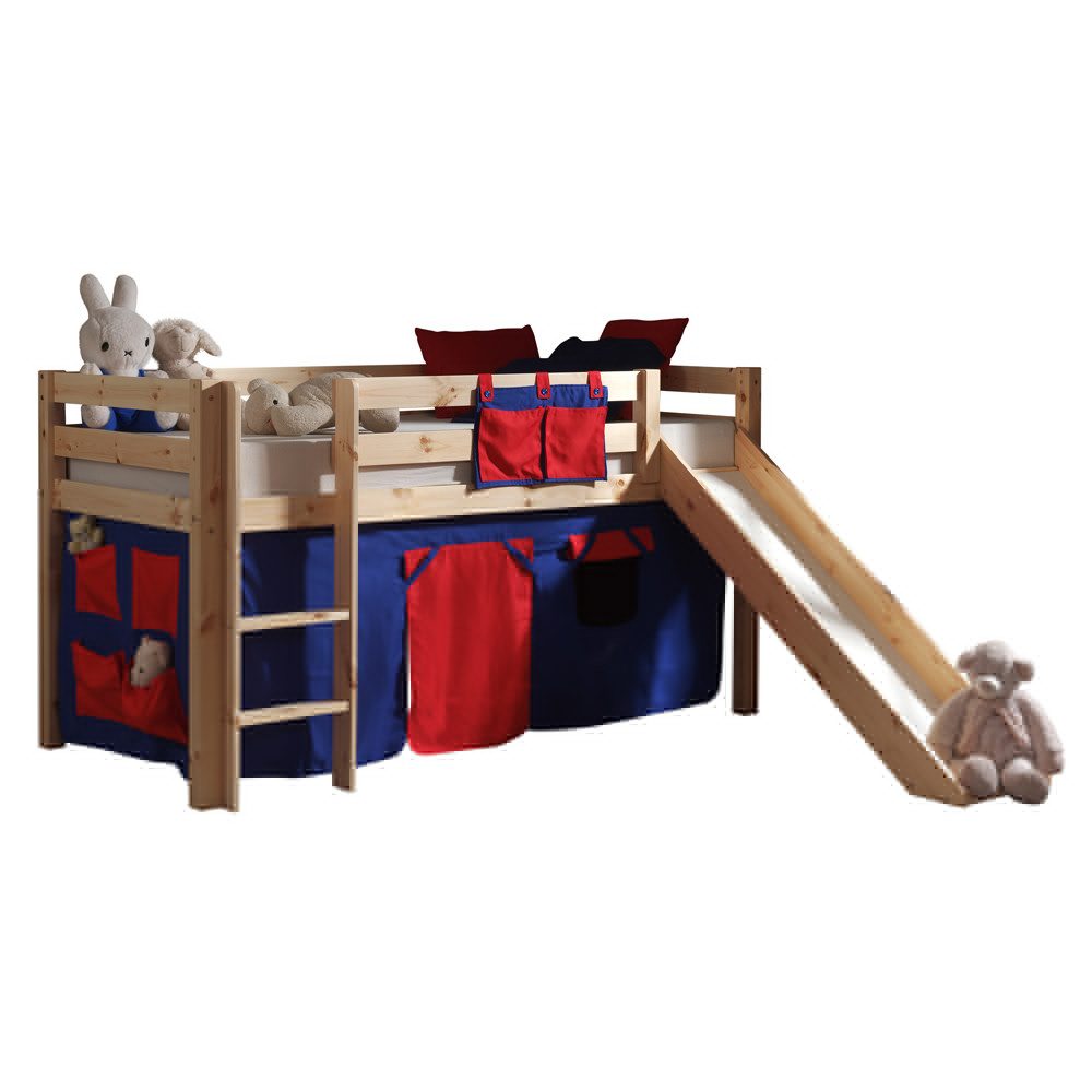 Lomadox Hochbett PINOO-12 Kiefer massiv natur lackiert 210/114/218 cm