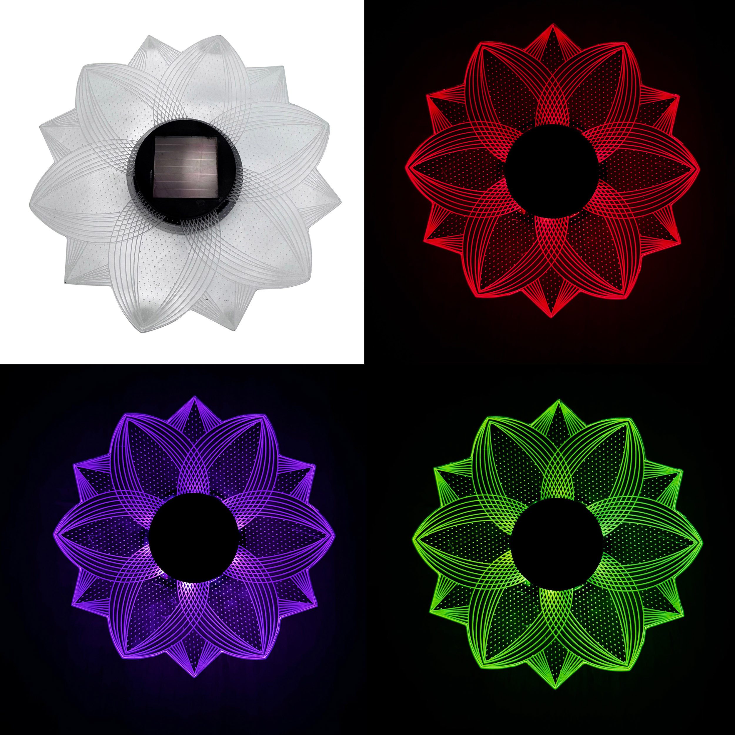 Online-Fuchs LED Solarleuchte - 2er Set Blumenblüten aus Acrylglas mit LED Beleuchtung für außen, faszinierende Lichtspiele, warmweiß oder seichter Farbwechsel wählbar, Dekoration für Garten, Balkon oder Terrasse