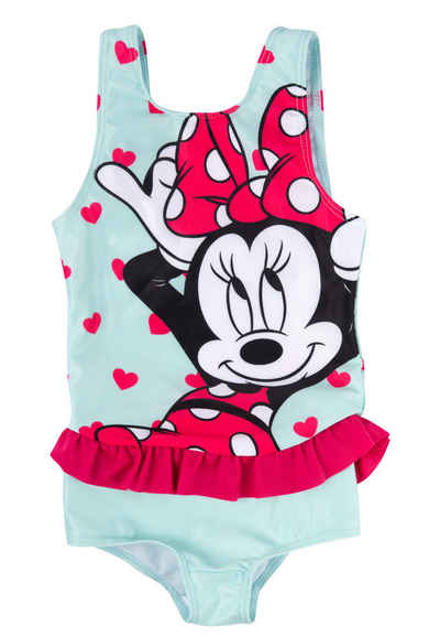United Labels® Badeanzug Minnie Mouse Badeanzug mit Rüschen Mädchen Schwimmanzug Türkis