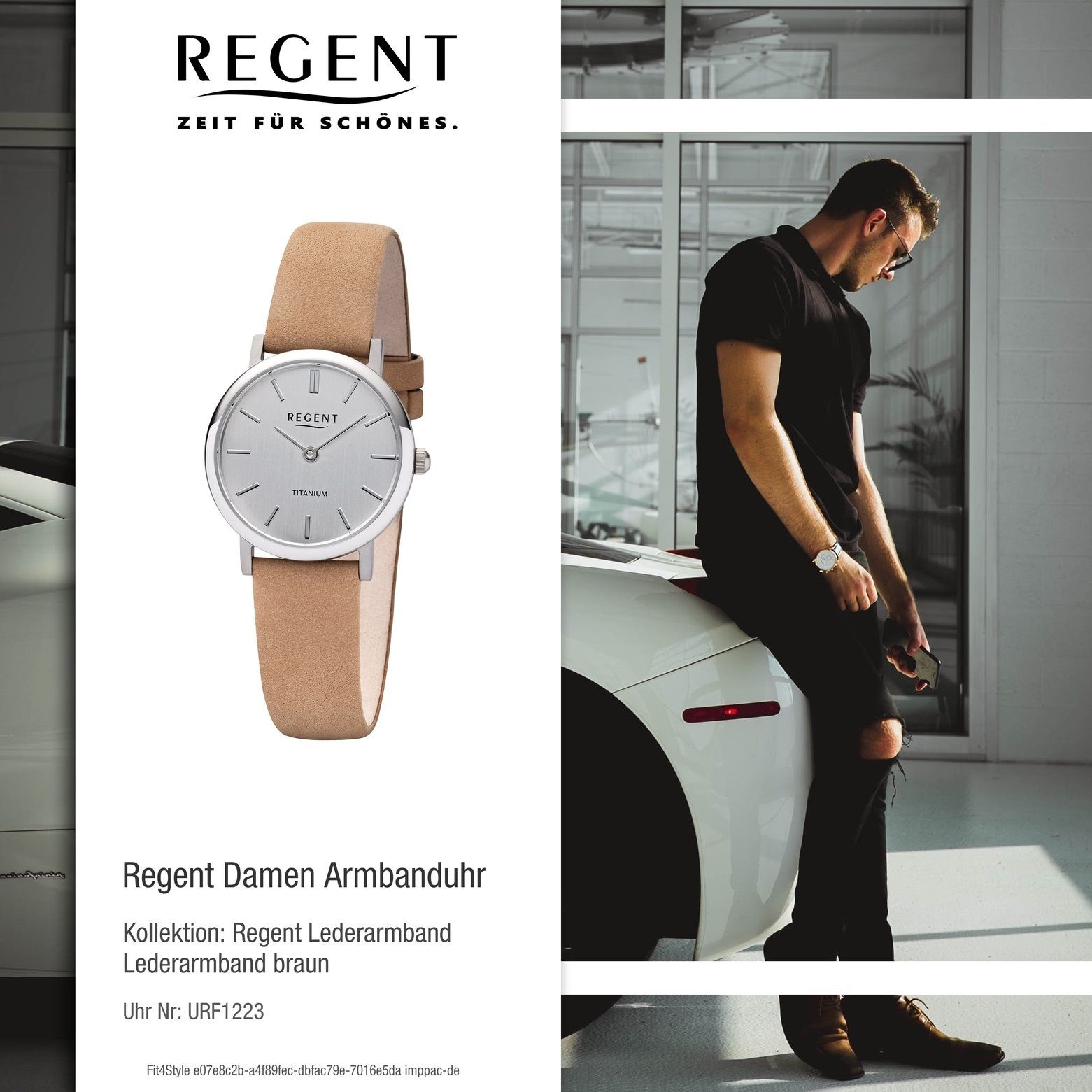 Regent Quarzuhr Regent Armbanduhr Leder Uhr Lederarmband 27mm), Damen klein (ca. Damen F-1223 rund, Quarz