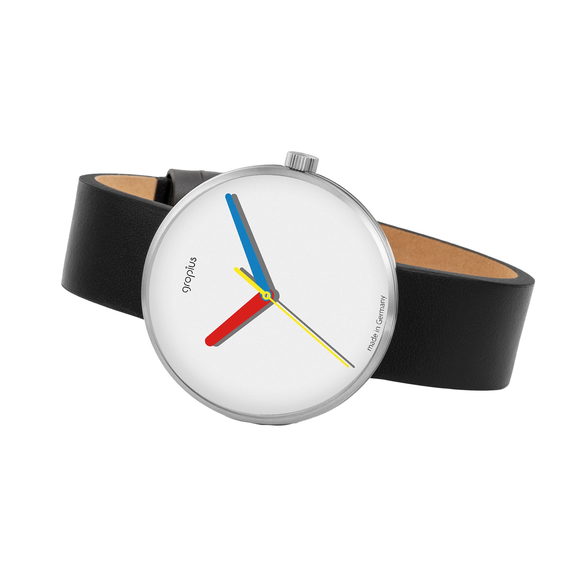 Walter Gropius Quarzuhr Made in Germany, Saphirglas, Forum Simplex - WG 017-01, Designeruhr, Lederarmband mit Easy-Release System, Edelstahlgehäuse