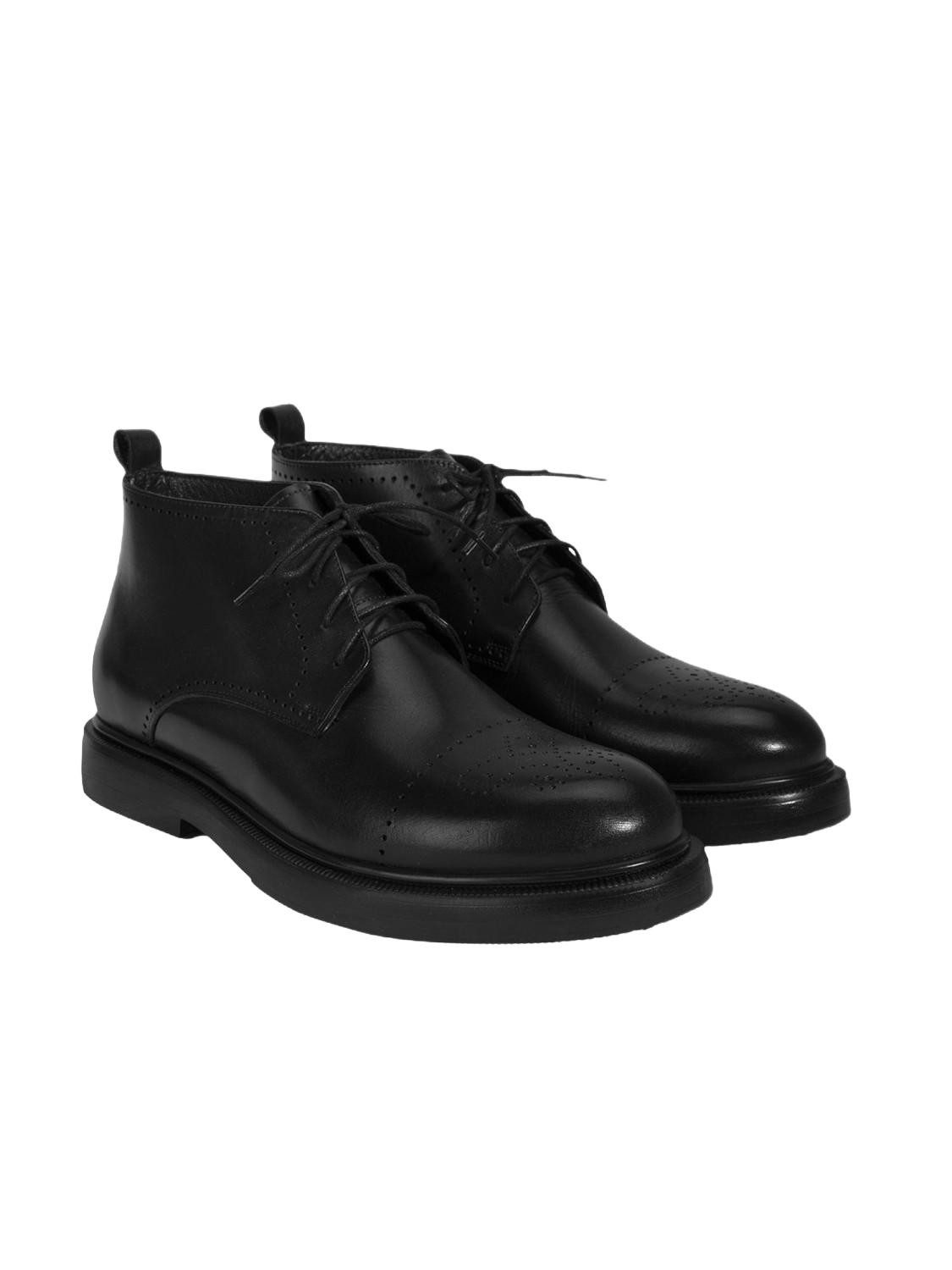 Desa Herren-Ankle-Boots aus Leder – Runde Zehenpartie, Schnürung, flache S günstig online kaufen