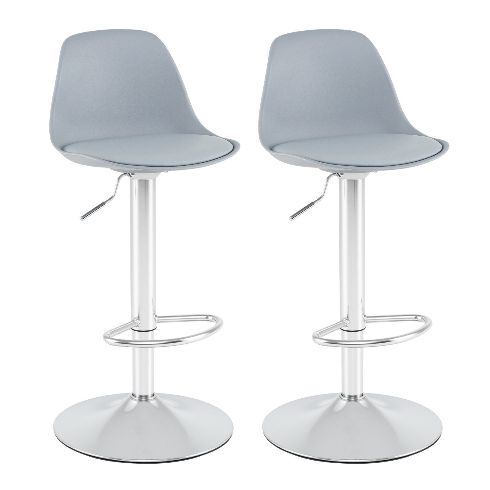 COSTWAY Barhocker (2er Set), drehbar 60-82cm höhenverstellbare Sitzhöhe gepolstert
