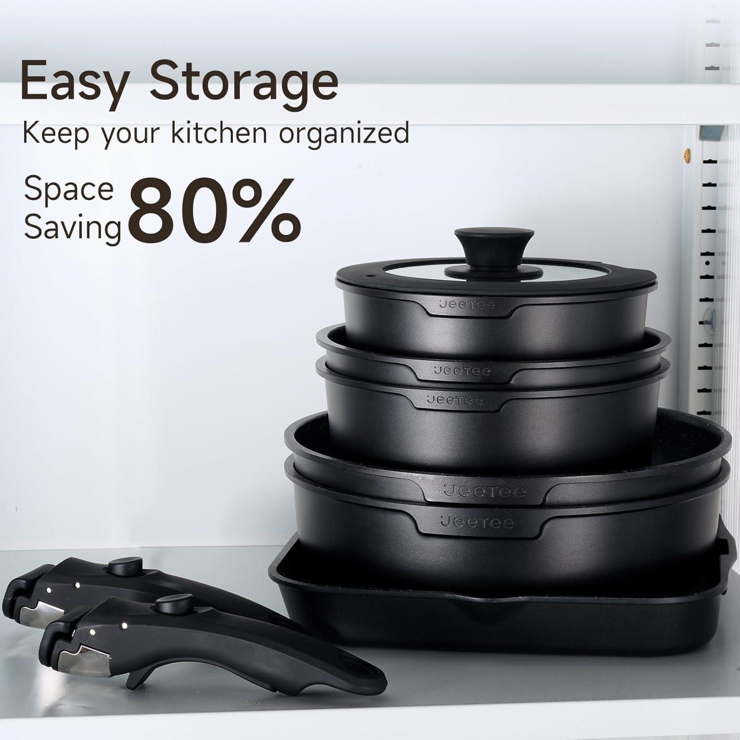 LuxusKollektion Pfannen-Set Topfset Pfannenset abnehmbarer Griff 25tlg Pfanne Kochtopf Bratpfanne