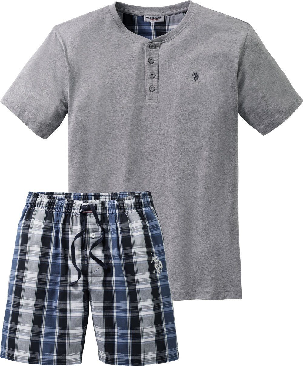 U.S. Polo Assn Pyjama (Set, 2 tlg) aus 100% Baumwolle, federleicht und atmungsaktiv grau