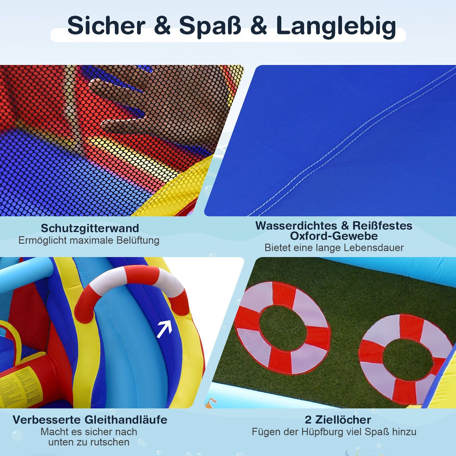 COSTWAY Hüpfburg 6-in-1 Springburg, (1-tlg), mit gebogener Rutsche