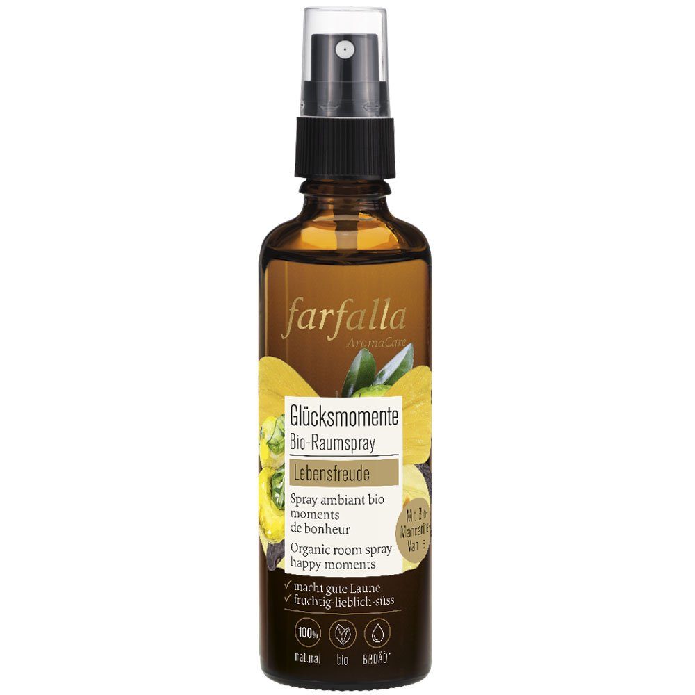 Farfalla Essentials AG Raumduft Lebensfreude Vanille-Mandarine Glücksmomente Bio-Raumspray, 75 ml