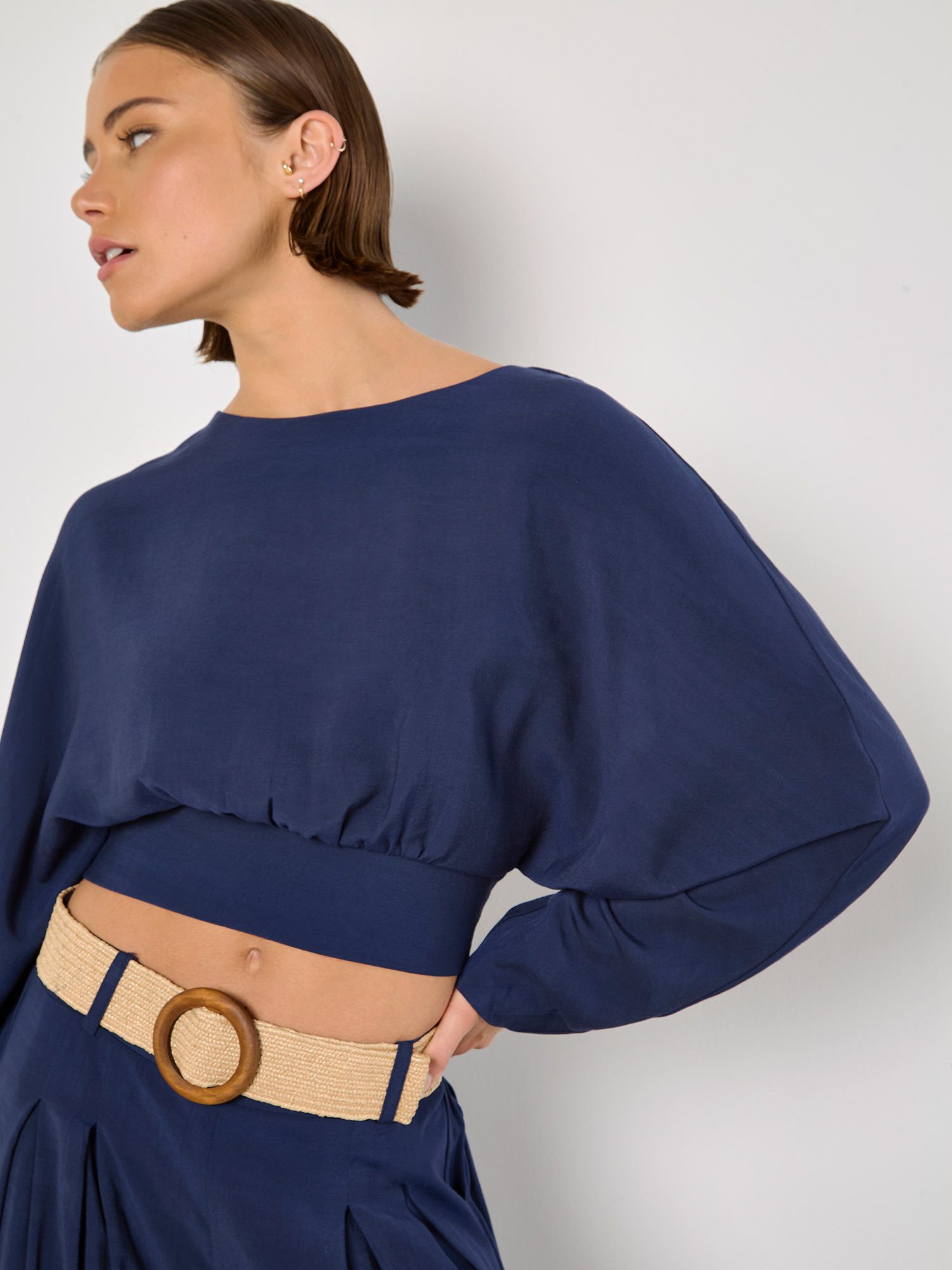 Apricot Blusentop Crop Batwing Top, mit günstig online kaufen