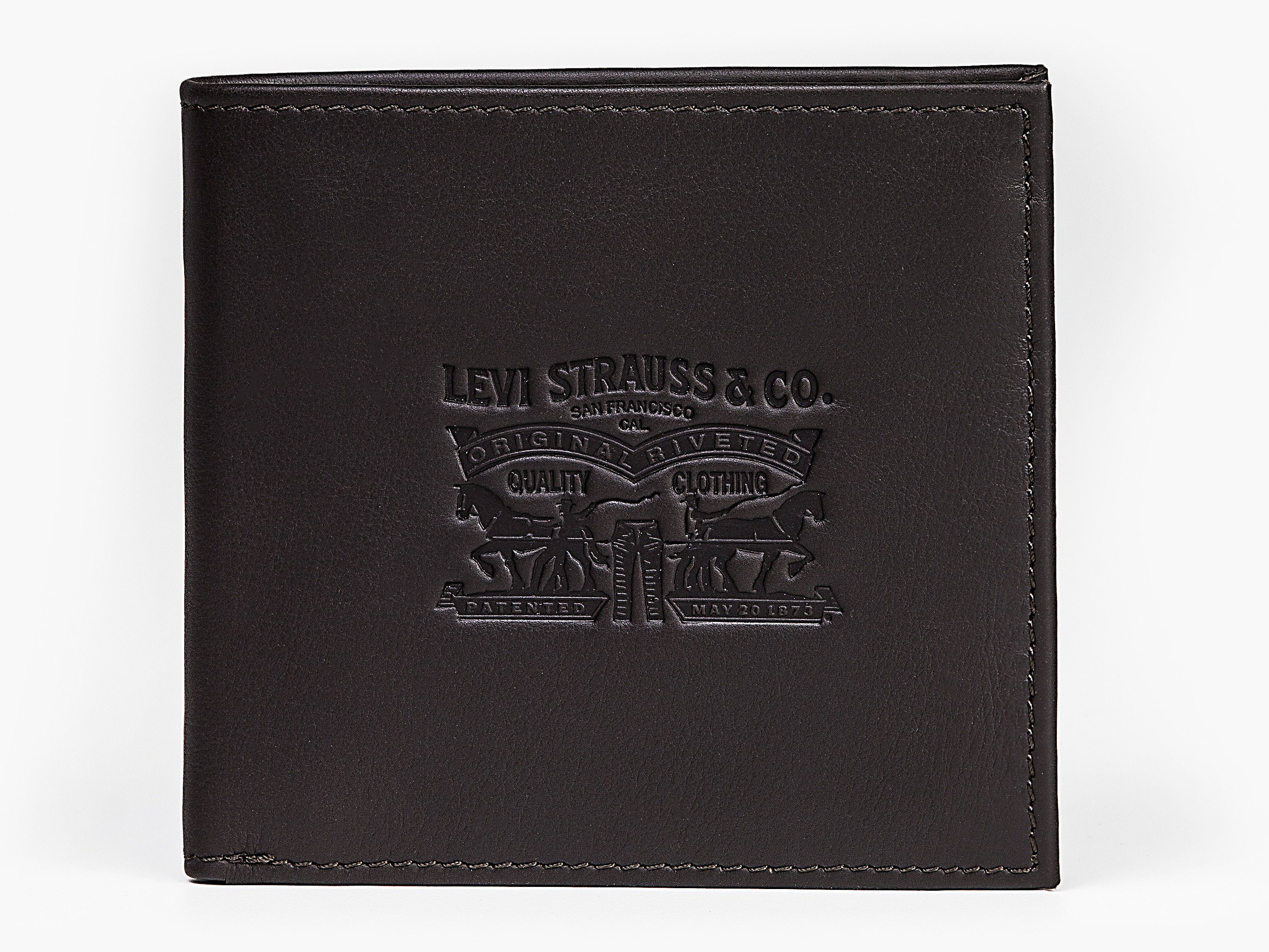 BIFOLD Vollnarbenleder VINTAGE WALLET, TWO Geldbörse aus Levi's® dunkelbraun HORSE COIN