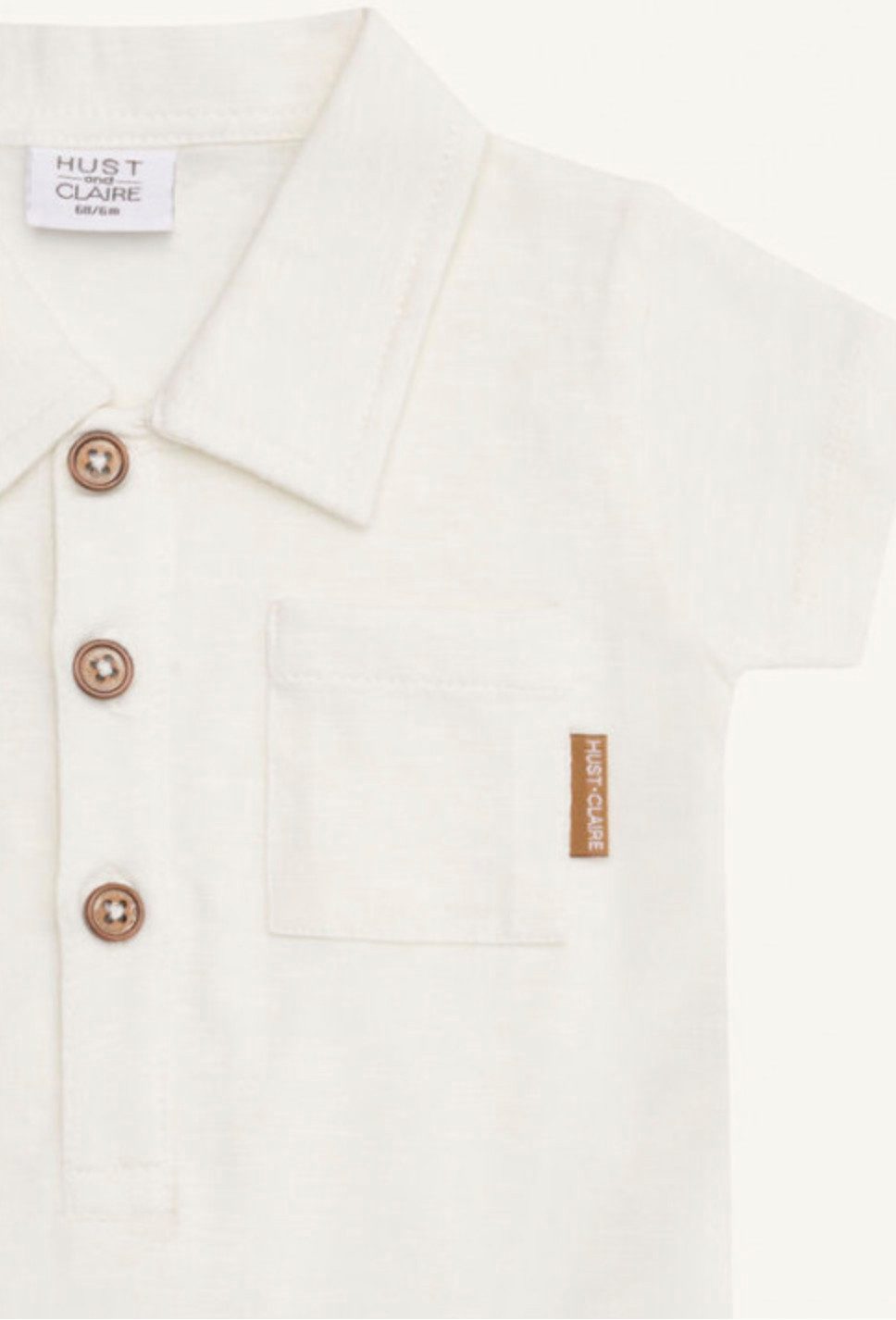 Hust & Claire Hemdbody Baby Bodyhemd Bio-Baumwolle – Kurzarm Body mit Kragen