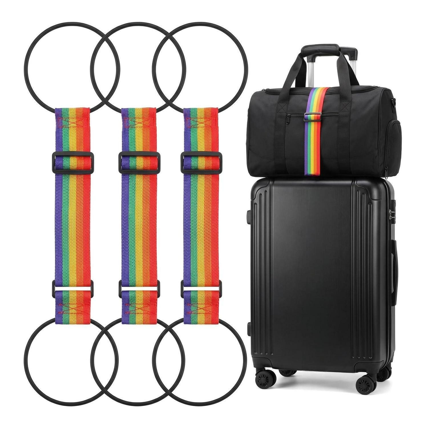 LuxusKollektion Koffergurt Koffergurt Regenbogen 3er Set elastisch 29-46cm