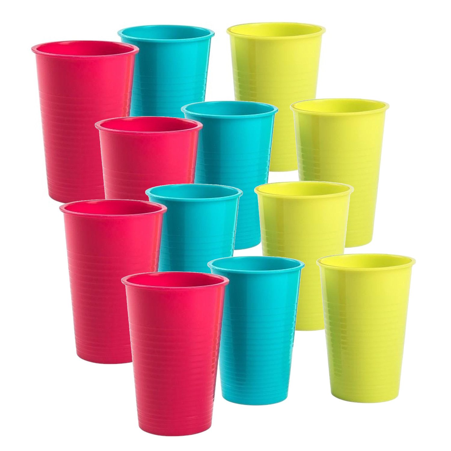 meberg Mehrwegbecher Kunststoffbecher 12er Set bunt Ø 8 cm 0,36 L Kunststoff, Kunststoff, (bruchsicher Becher Saftbecher Wasserbecher, 12-tlg., 12x Mehrwegbecher), Mehrwegbecher BPA frei Mehrweg Trinkbecher Trinkglas