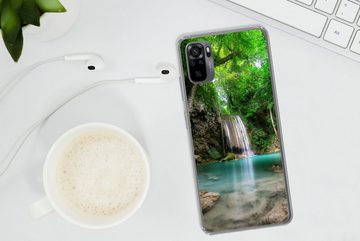 MuchoWow Handyhülle Dschungel - Wasserfall - Pflanzen - Wasser - Natur, Phone Case, Handyhülle Xiaomi Redmi Note 10, Silikon, Schutzhülle