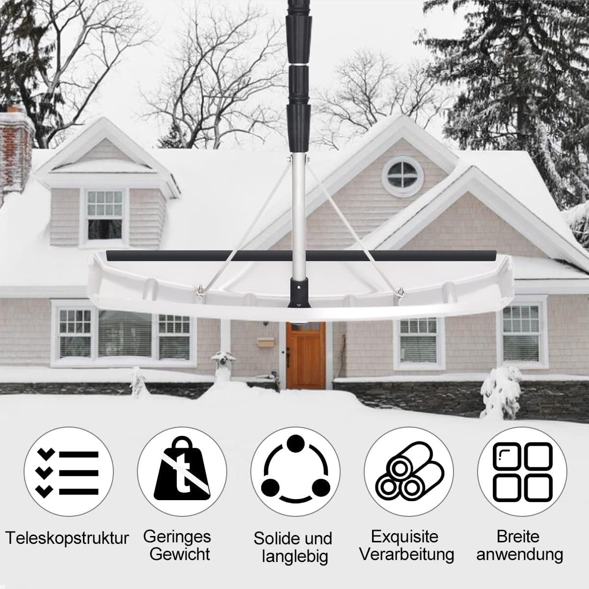 COSTWAY Schneeschieber, mit Gummielippe, Einstellbereich 201-630cm, Alu