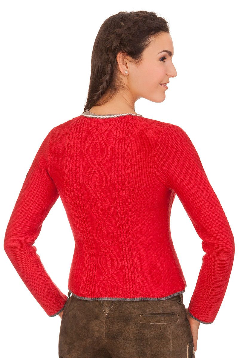 Spieth & Wensky Trachtenjacke Trachten Strickjacke - FANCY - mohn, wollweiß