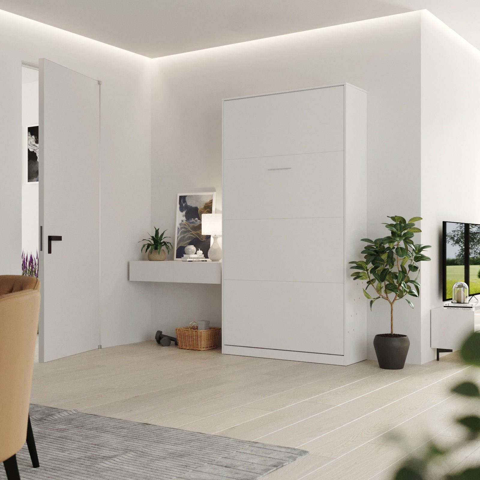 SMARTBett Schrankbett Wandklappbett 100/ 140/ 160x200 cm Weiß mit Gasdruckf günstig online kaufen