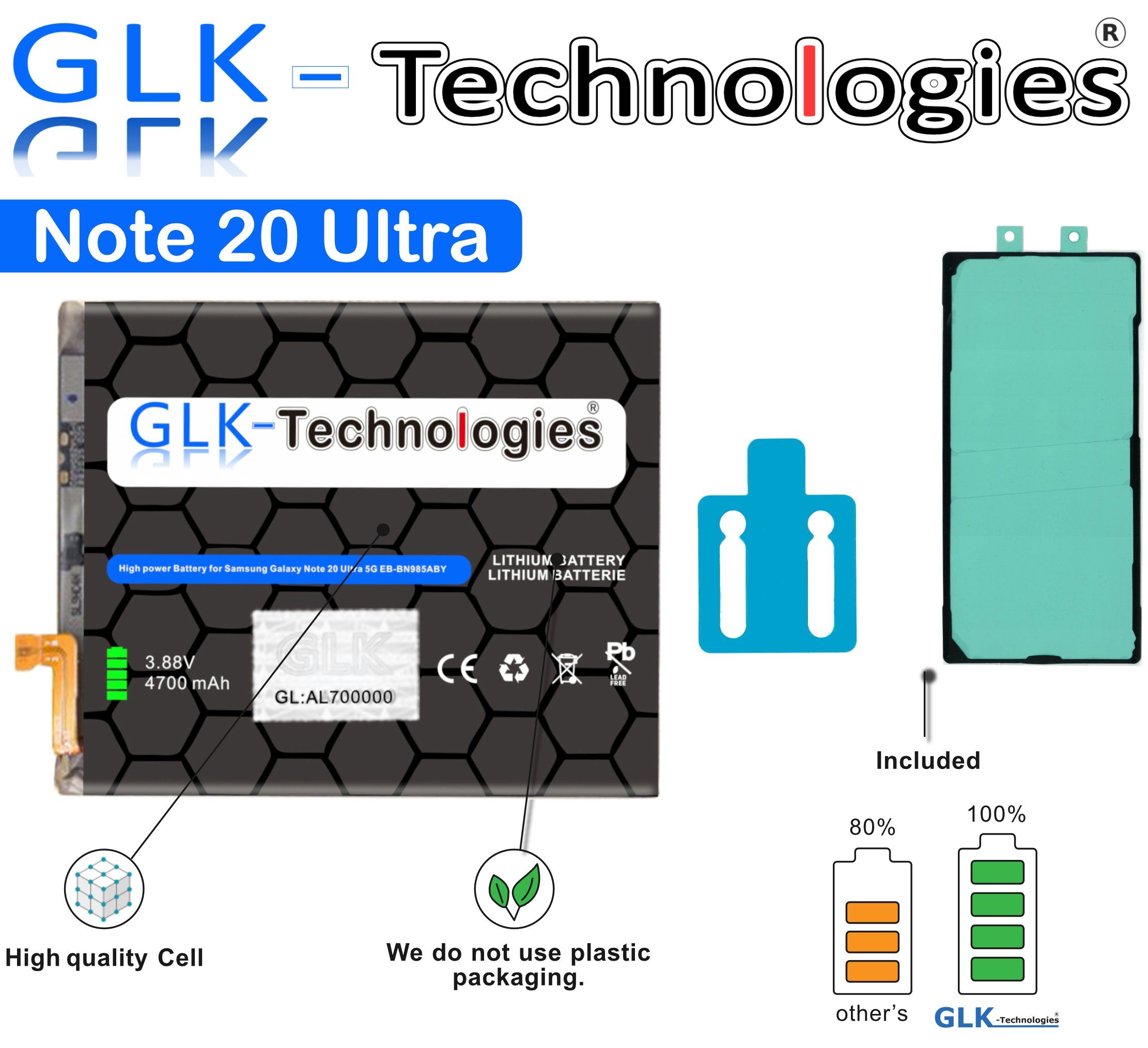 5G EB-BN985ABY für GLK-Technologies Ohne Ultra Set Samsung Galaxy 20 GLK Akku Note Handy-Akku