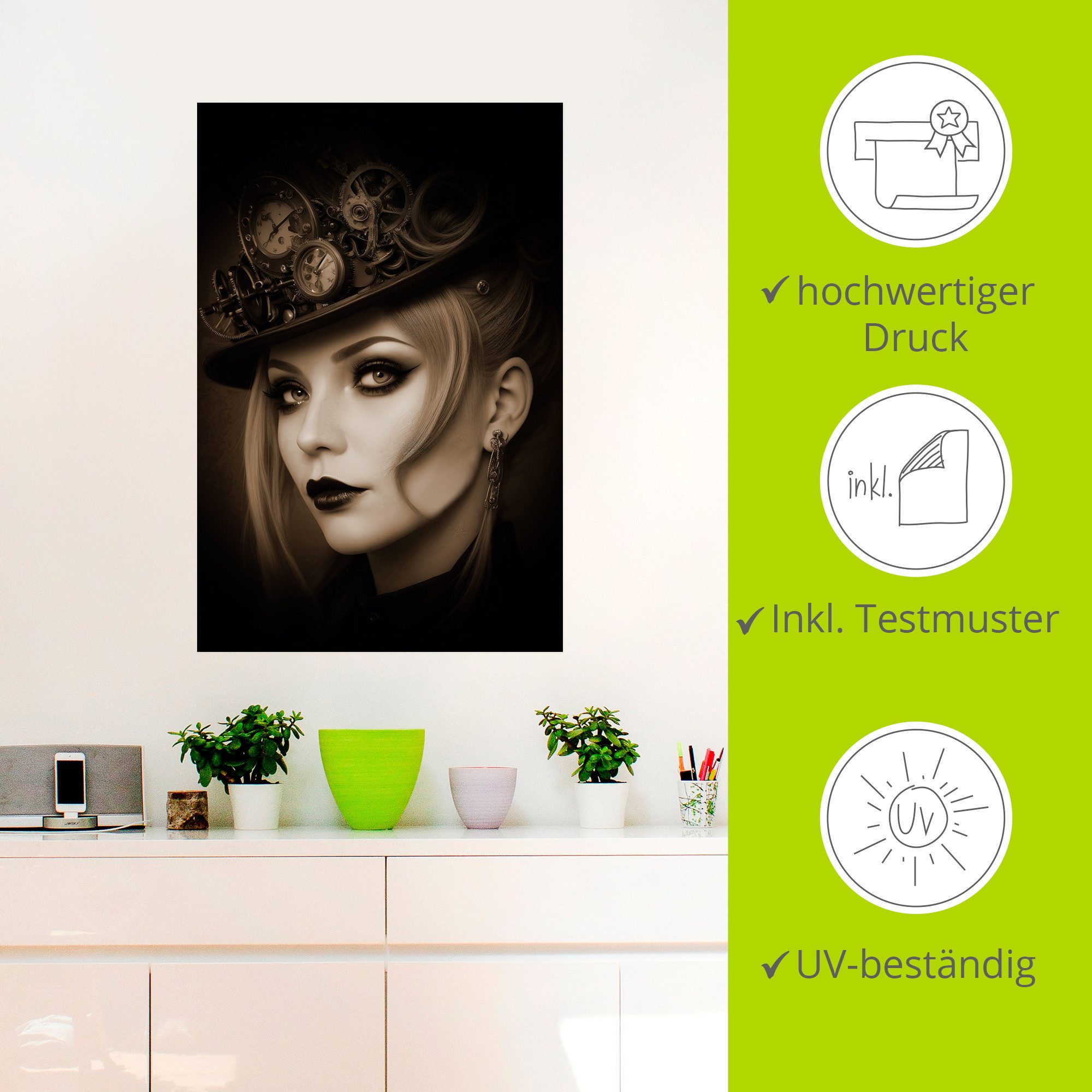 Artland Wandbild Simply Steampunk, Bilder von Frauen (1 St), als Alubild, Leinwandbild, Poster, Wandaufkleber in verschied. Größen