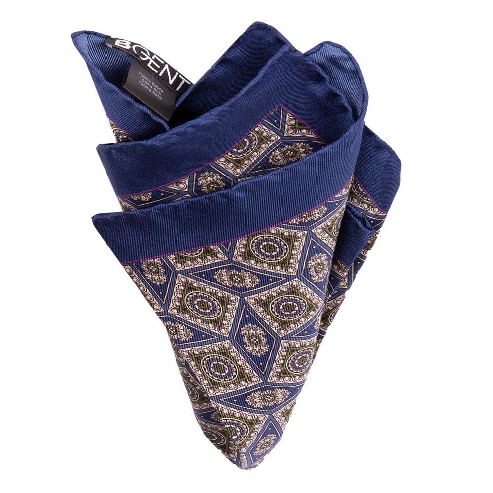 BGENTS Einstecktuch Handrolliertes Einstecktuch aus Seiden-Twill mit geometrischem Muster, Besondere Farbbrillanz