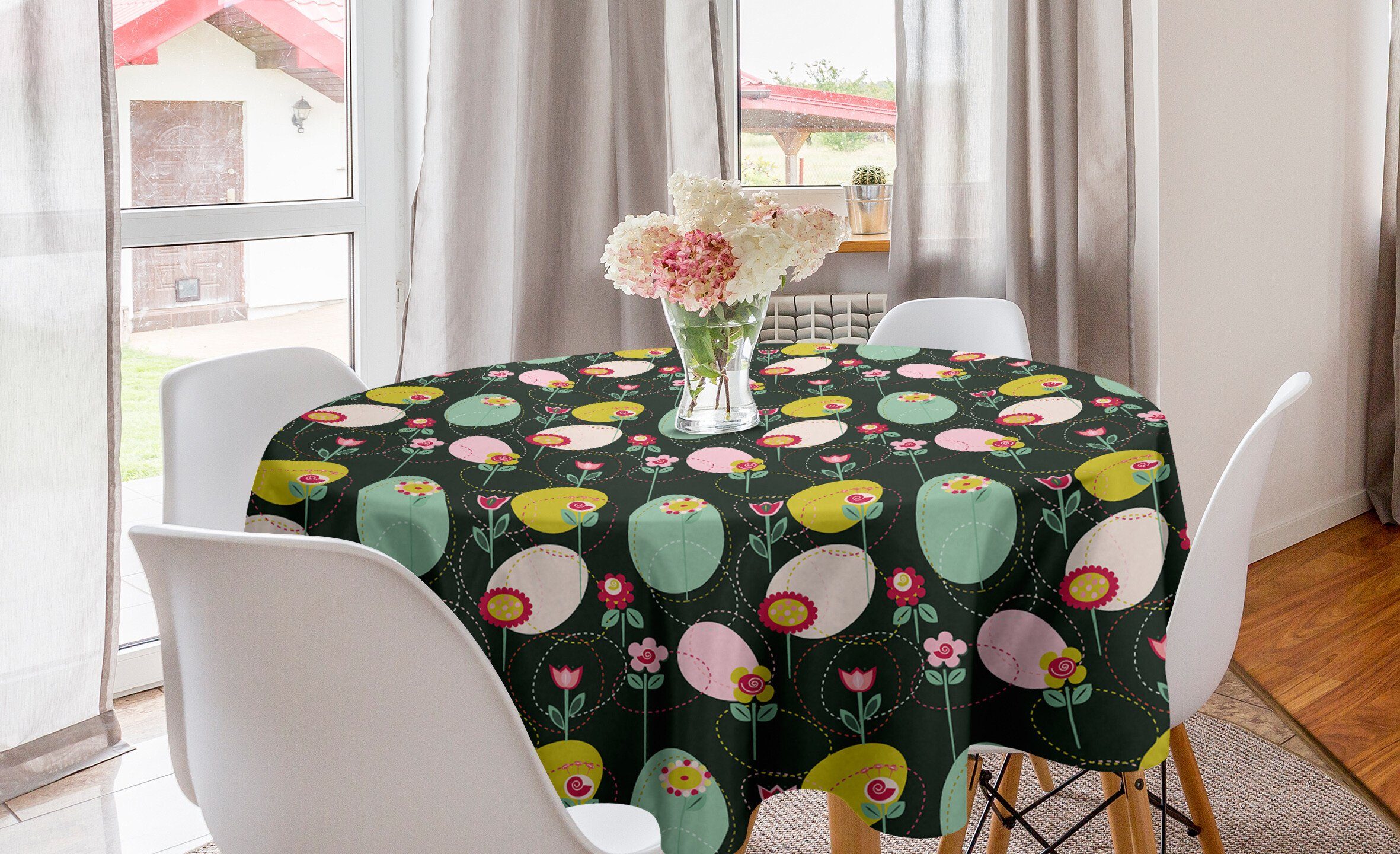 Abakuhaus Tischdecke Kreis Tischdecke Küche Geometrisches Abdeckung Esszimmer Blumen Dekoration, Gartenkunstwerk für