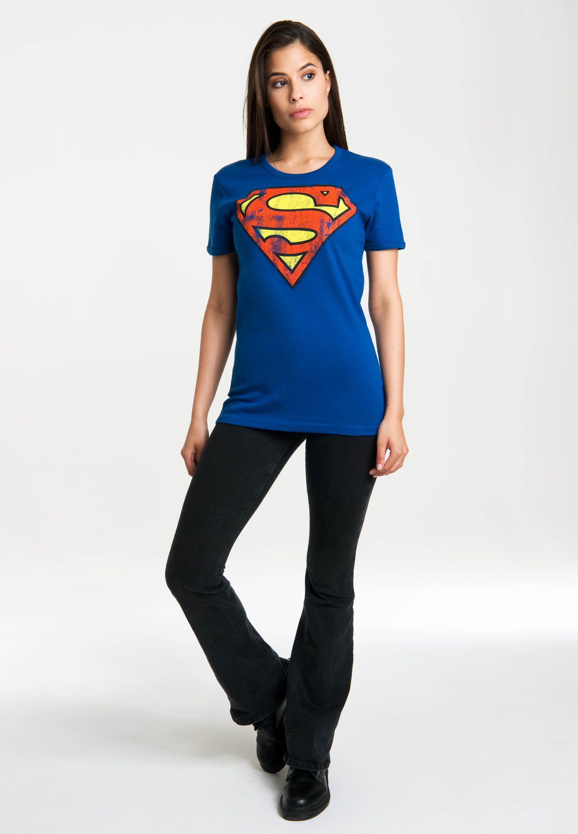 LOGOSHIRT T-Shirt Superman-Logo Originaldesign lizenzierten mit