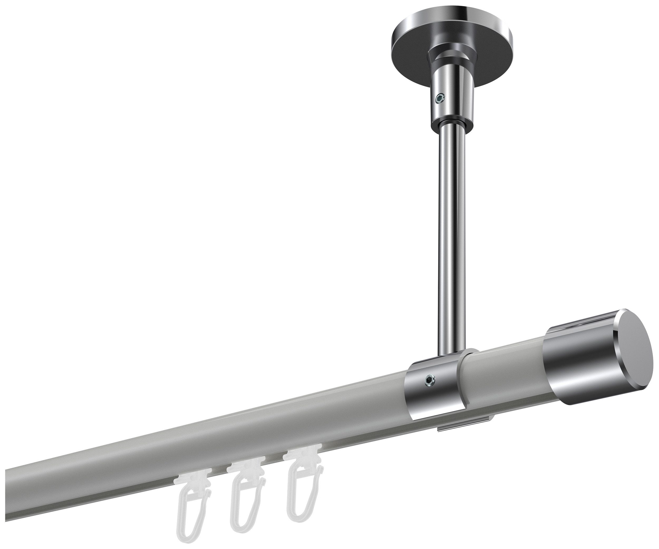 INTERDECO Innenlaufschiene Sonette Santo, Ø 20 mm, 1-läufig, Fixmaß, kürzbar, Deckenmontage, Aluminium, Weiß / Chrom / Bicolor