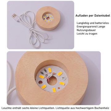 zggzerg LED Nachtlicht 3D-Kristallkugel-Nachtlicht, warmer mit LED-Lichtbasis, USB-betrieben